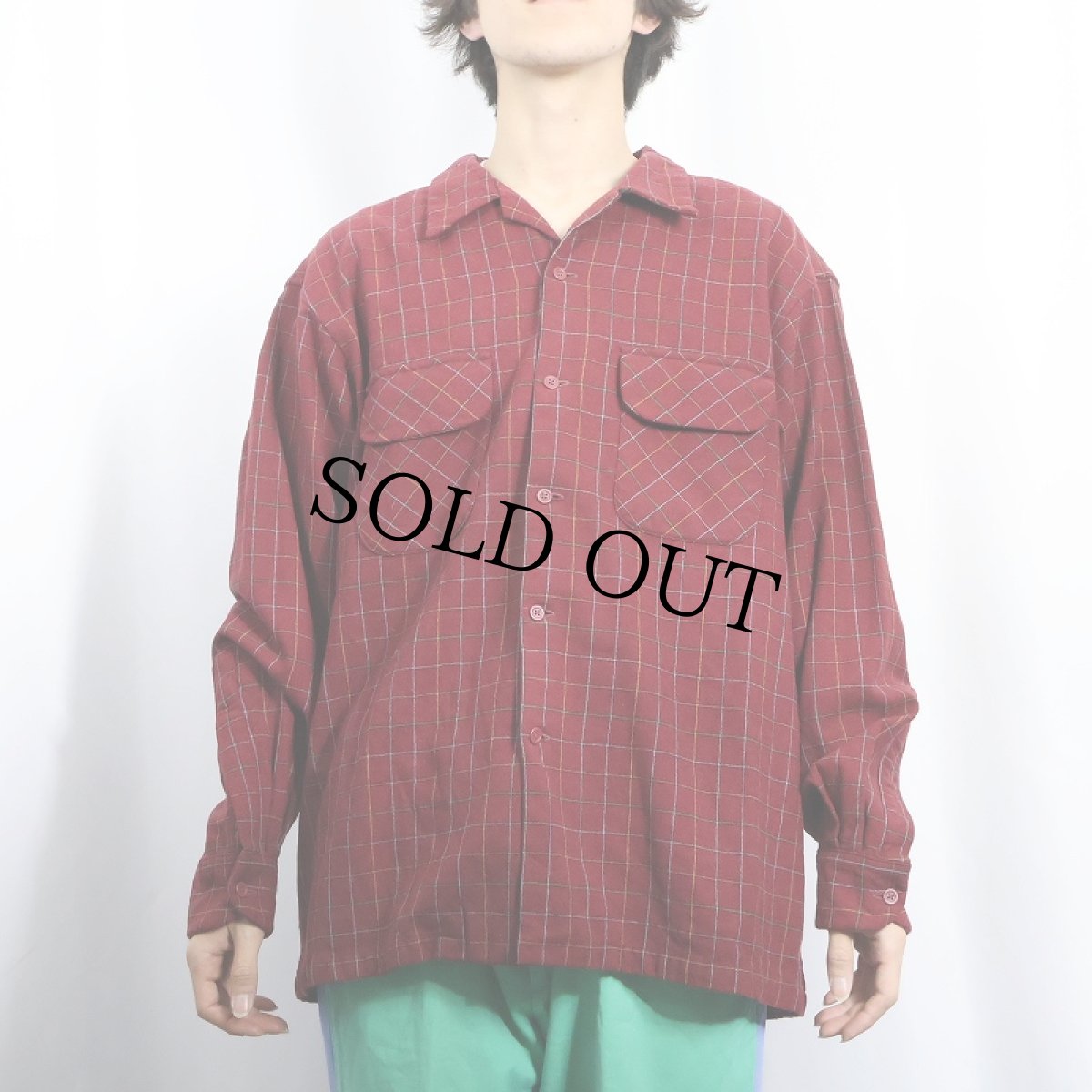 画像2: PENDLETON USA製 チェック柄 オープンカラーウールシャツ XL (2)