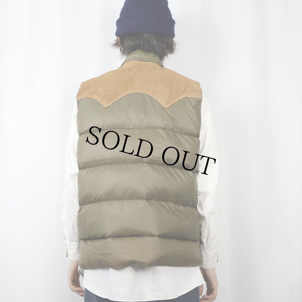 画像3: 80's Woolrich スエード切り替え ウエスタンダウンベスト (3)