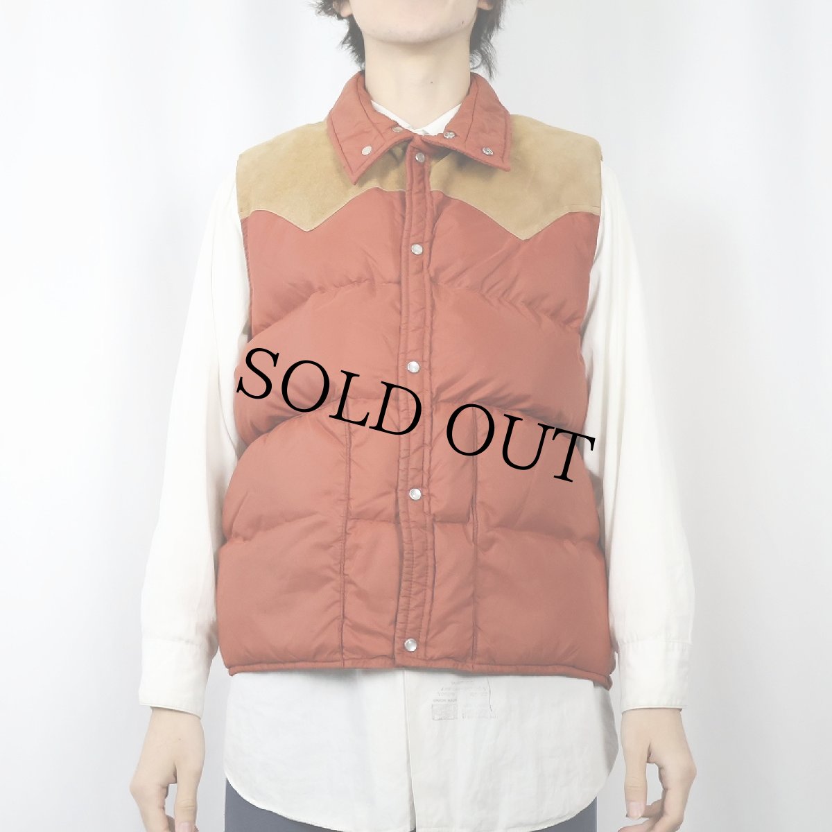 画像2: 80's Woolrich スエード切り替え ウエスタンダウンベスト (2)