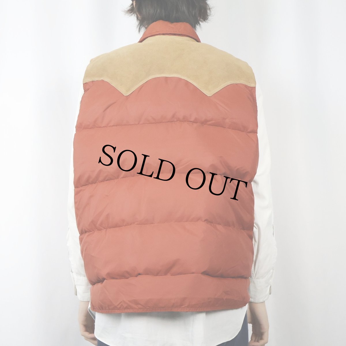 画像3: 80's Woolrich スエード切り替え ウエスタンダウンベスト (3)