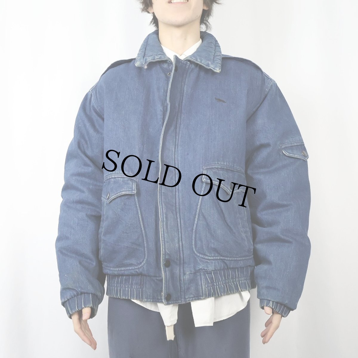 画像2: 80's〜 Adventure Gear ロゴ刺繍 デニムダウンジャケット L (2)