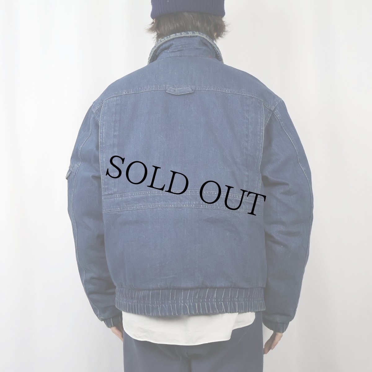 画像3: 80's〜 Adventure Gear ロゴ刺繍 デニムダウンジャケット L (3)