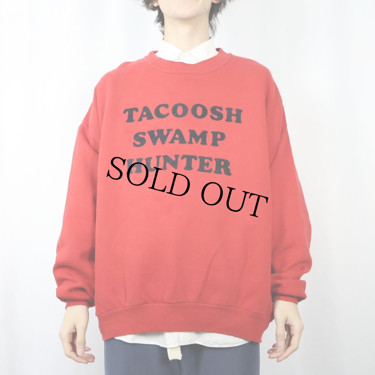 画像2: 90's USA製 "TACOOSH SWAMP HUNTER" フロッキープリントスウェット 2X (2)