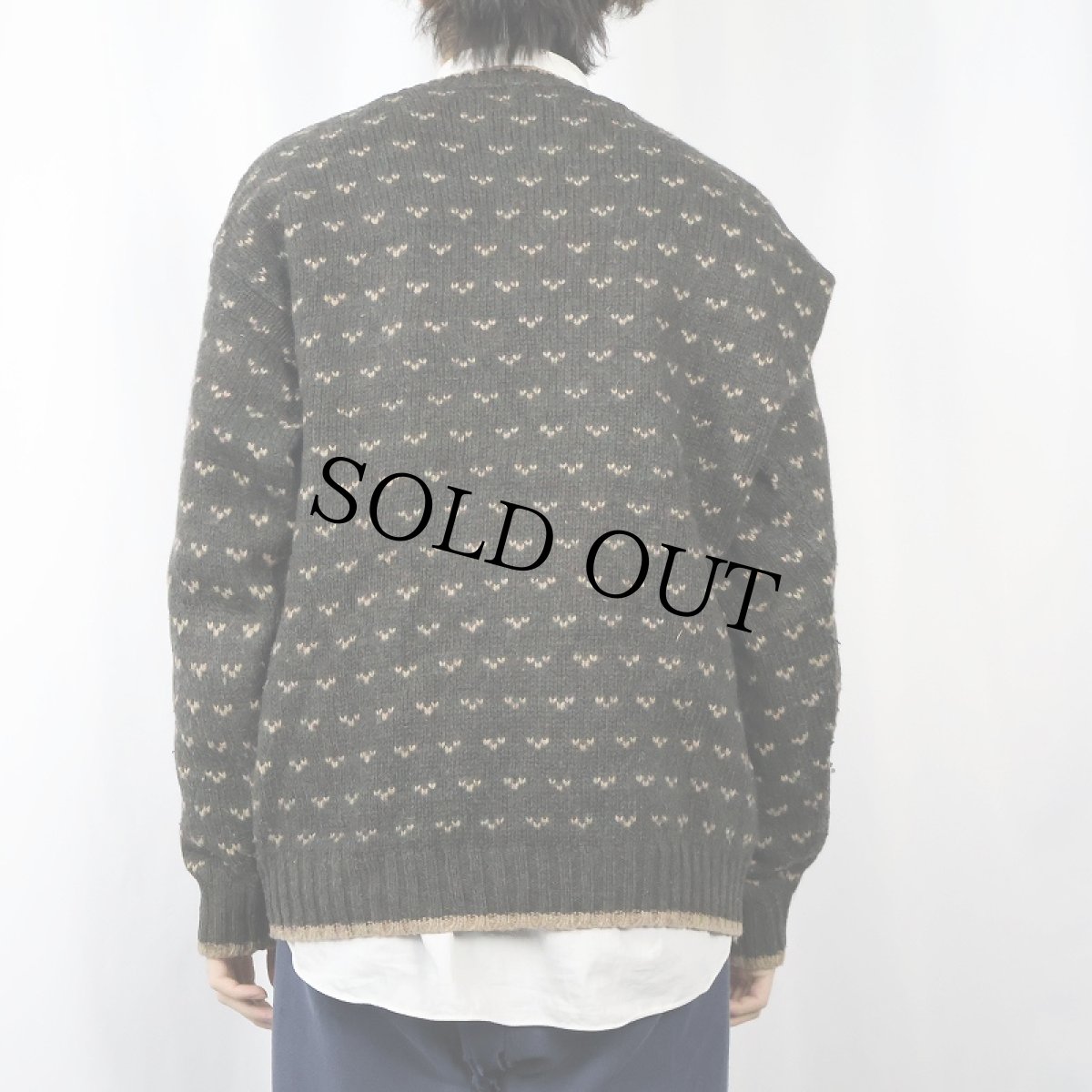 画像3: 90's Woolrich バーズアイ柄 ウールニットセーター L (3)