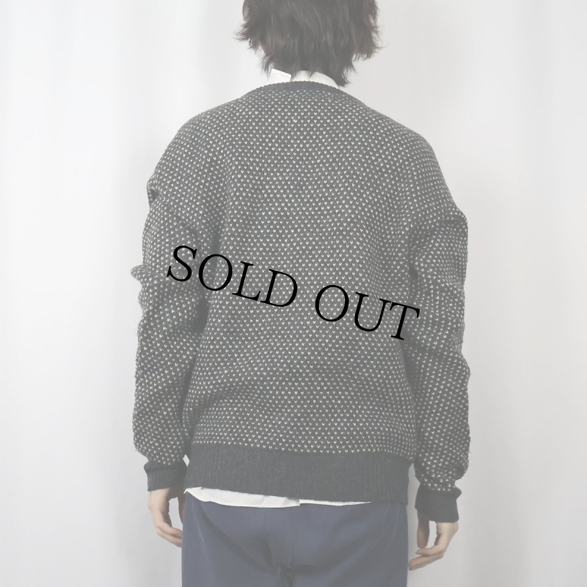 画像3: 90's〜 BRITGHES バーズアイ柄 ウールニットセーター L (3)