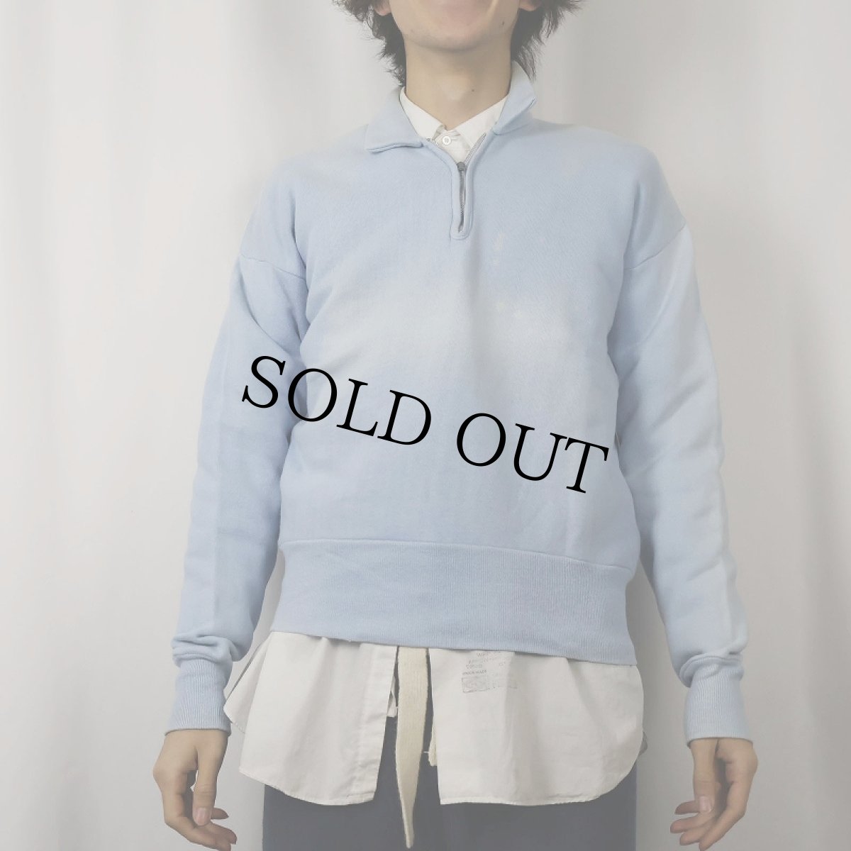 画像2: 【SALE】 60's Healthknit ハーフジップ 無地スウェット M (2)