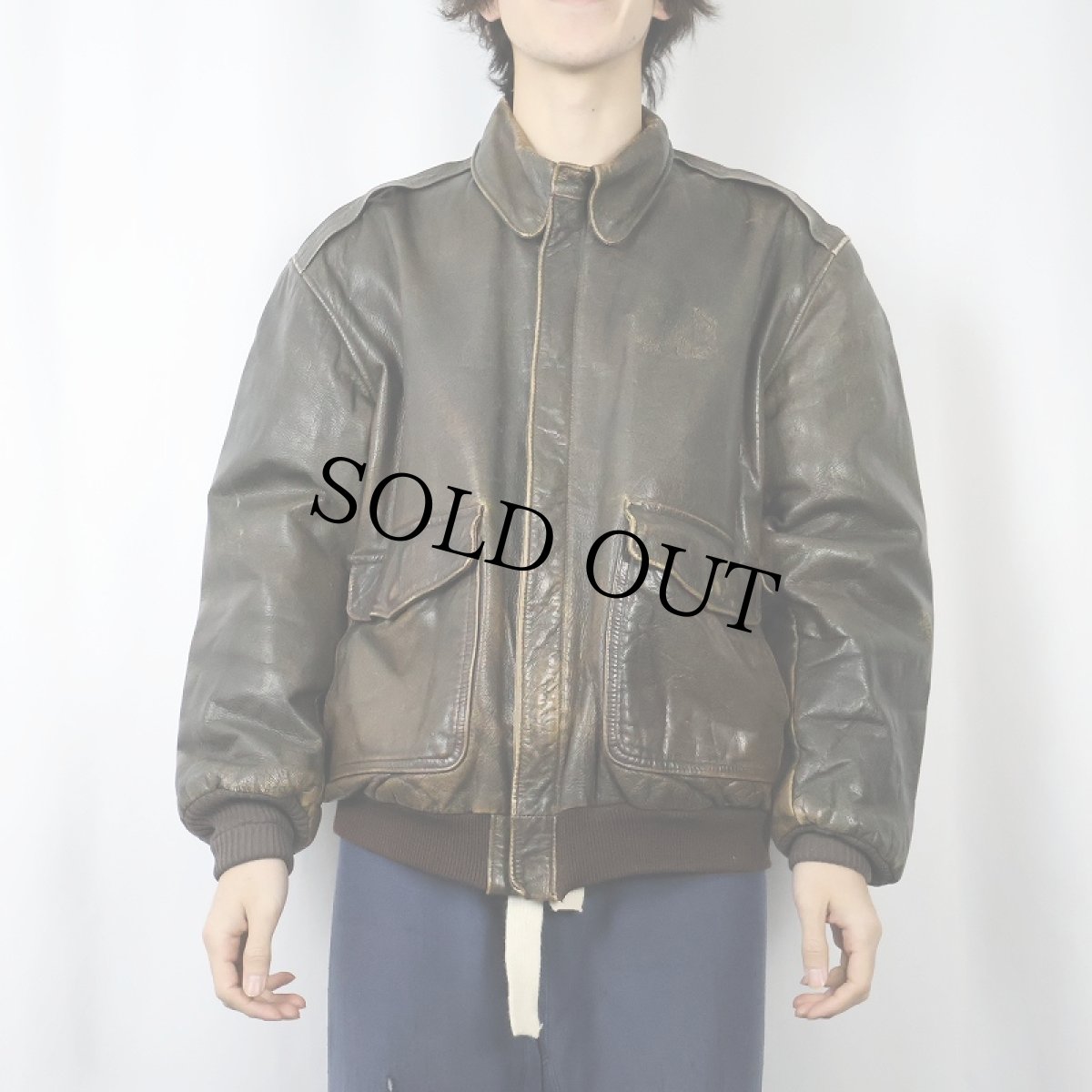 画像2: 80's L.L.Bean "A-2 TYPE" レザーフライトジャケット (2)