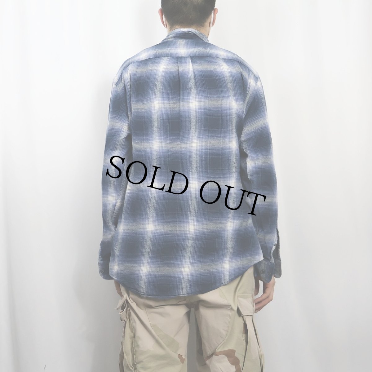 画像3: Croft&Barrow オンブレーチェック柄 ボタンダウン ライトネルシャツ L (3)