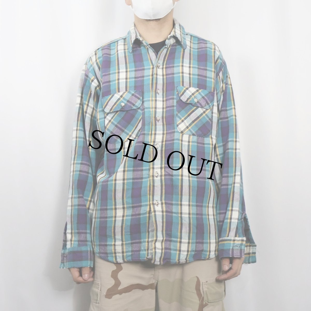 画像2: 90's FIVE BROTHERS チェック柄 ヘビーネルシャツ XL (2)