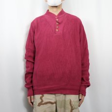 画像2: 90's LANDS'END USA製 ヘンリーネック コットンニットセーター XL (2)