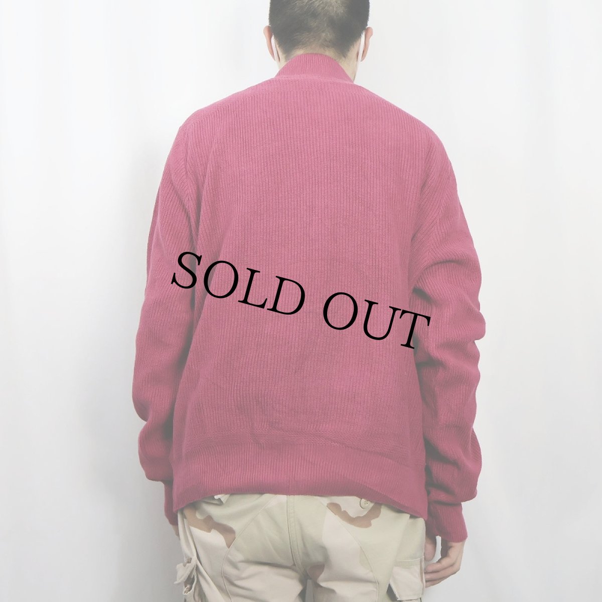 画像3: 90's LANDS'END USA製 ヘンリーネック コットンニットセーター XL (3)