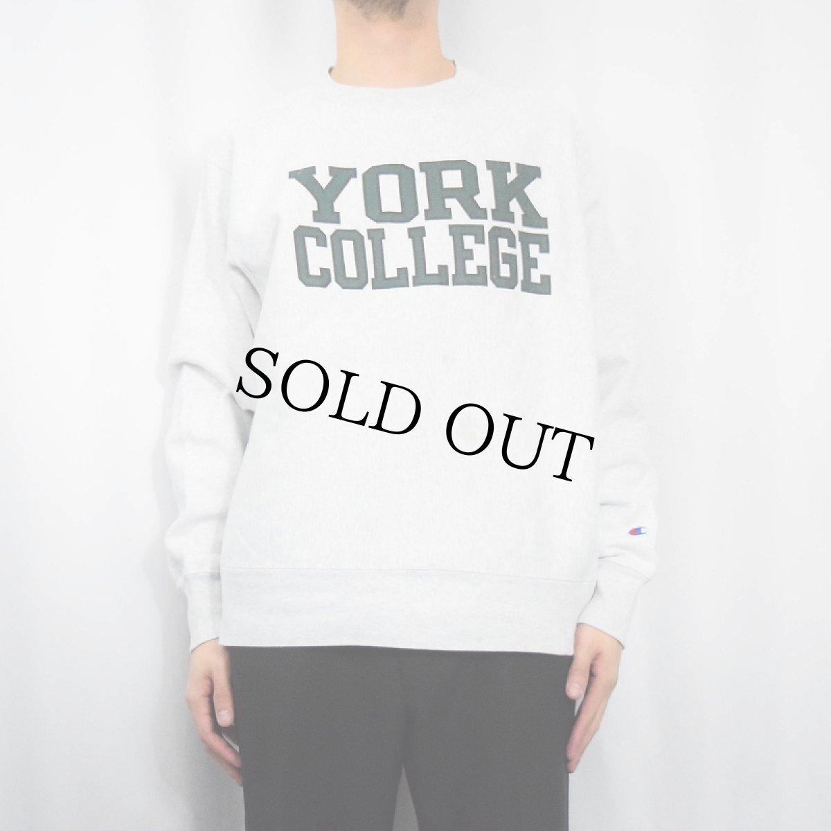 画像2: Champion REVERSE WEAVE "YORK COLLEGE" プリントスウェット L (2)