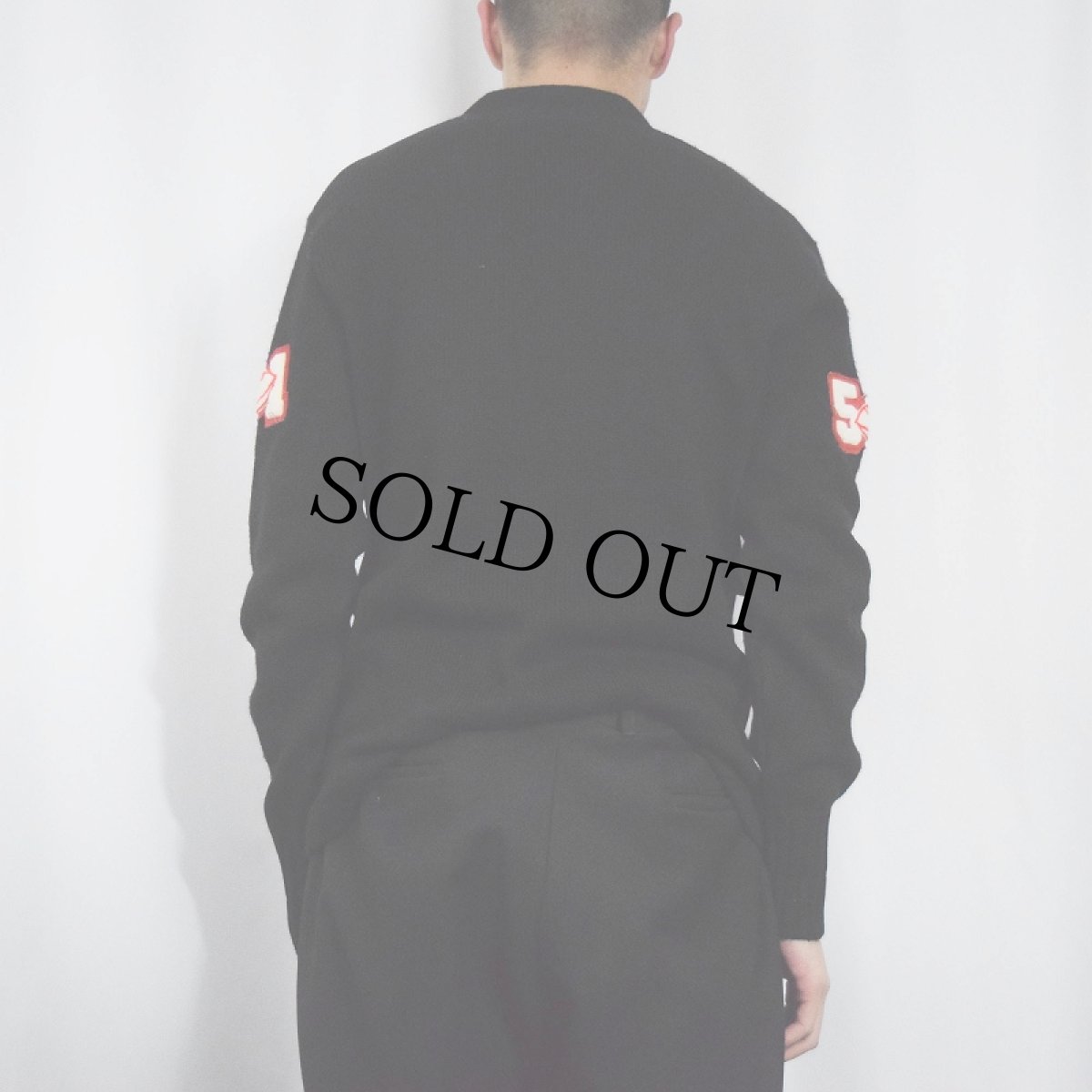 画像3: 70's MIAMI KNITTING MILLS アクリル レタードニットカーディガン BLACK (3)