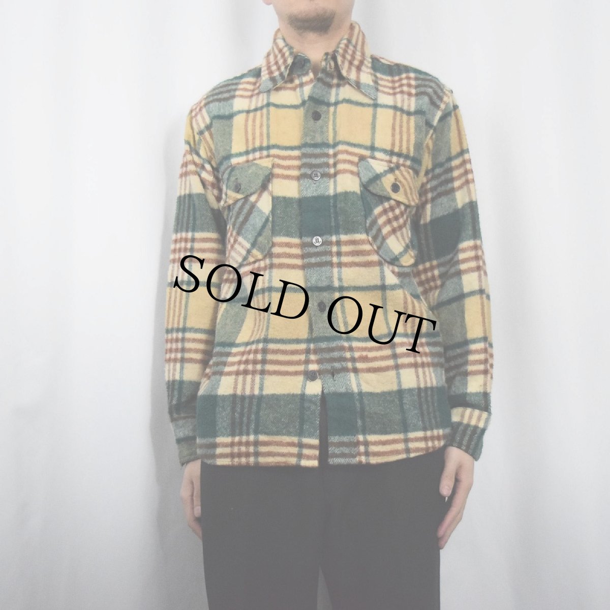 画像2: 70's JCPenney チェック柄 CPOシャツジャケット M (2)