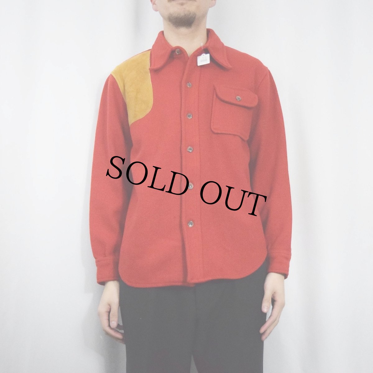 画像2: 70's CHAPS by Ralph Lauren ガンパッチ付き スエード切り替え ウールハンティングシャツ SIZE42REG (2)