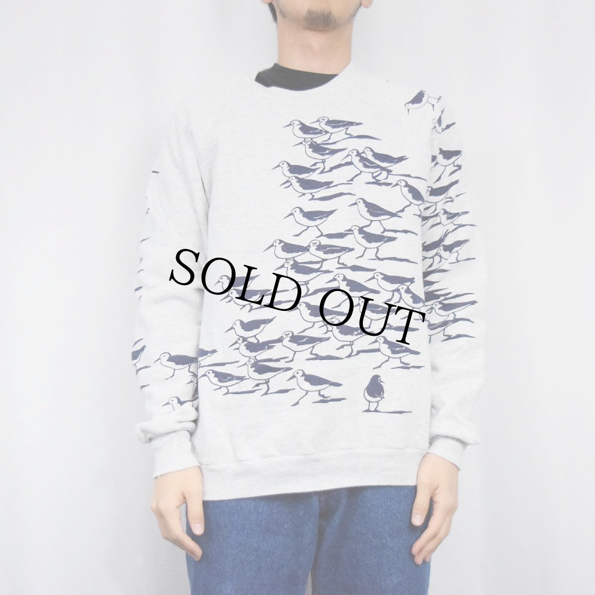 画像2: 90's MICHIGAN RAG CO. USA製 カモメ柄 プリントスウェット L (2)