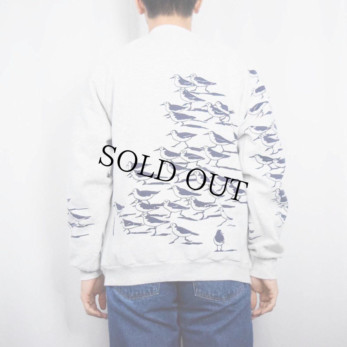 画像3: 90's MICHIGAN RAG CO. USA製 カモメ柄 プリントスウェット L (3)