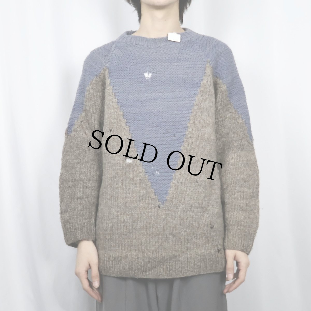 画像3: Folklore Del Ecuador ECUADOR製 2トーン ウールニットセーター (3)