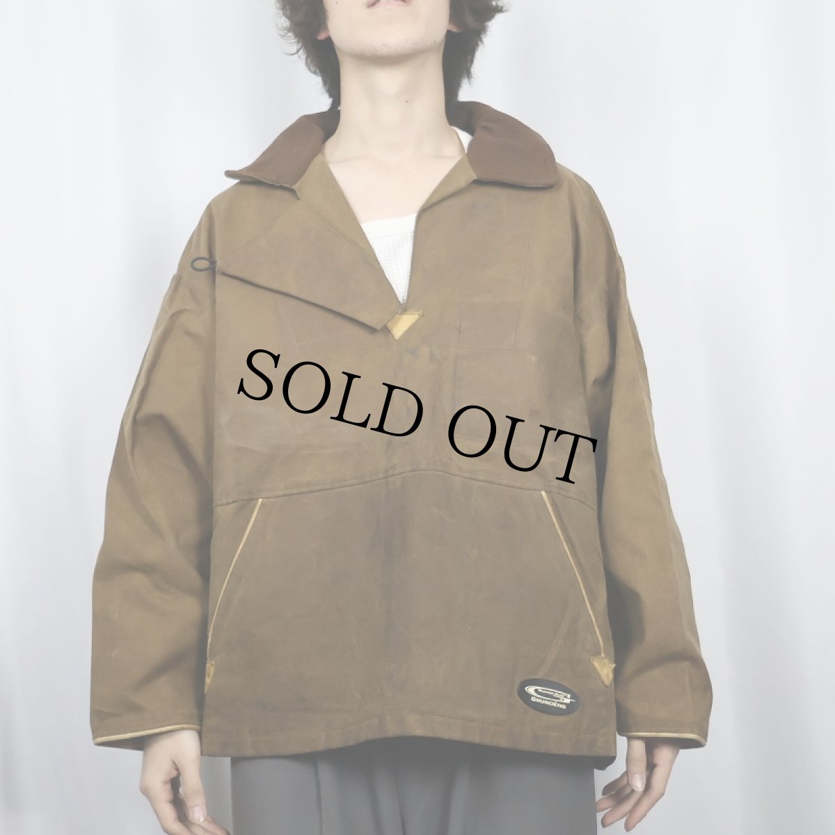 画像2: 90's GRUNDENS USA製 オイルドコットンスモック XL (2)