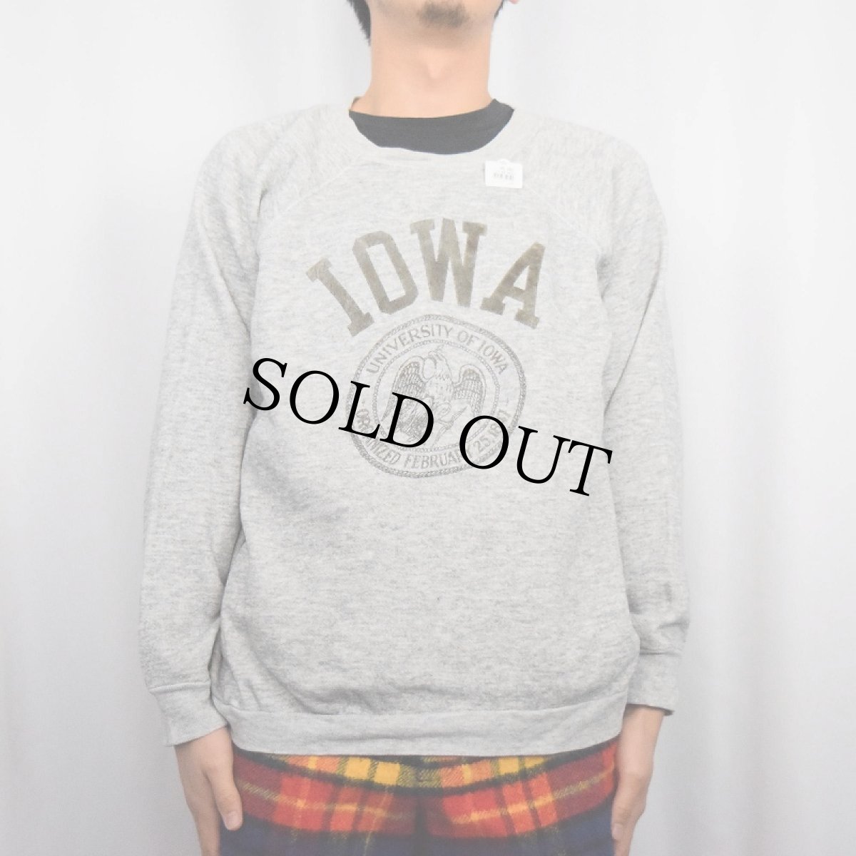 画像2: 70〜80’s "IOWA" フロッキープリントラグランスウェット (2)