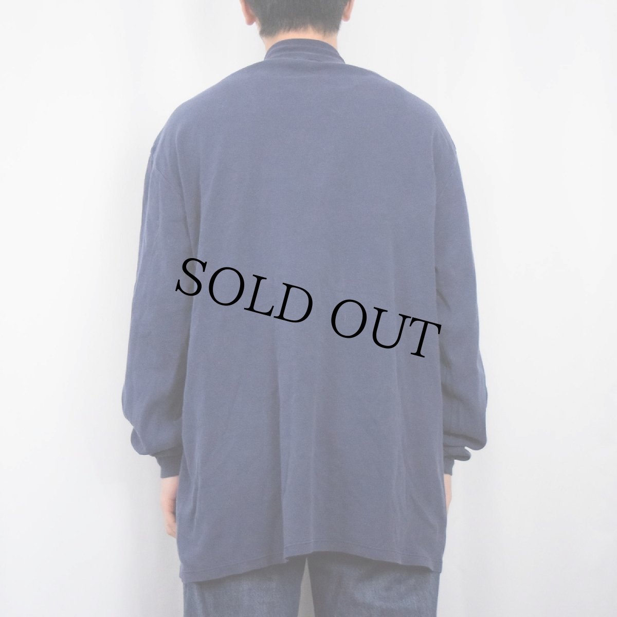 画像3: 90's duofold USA製 無地タートルネックロンT NAVY XL (3)