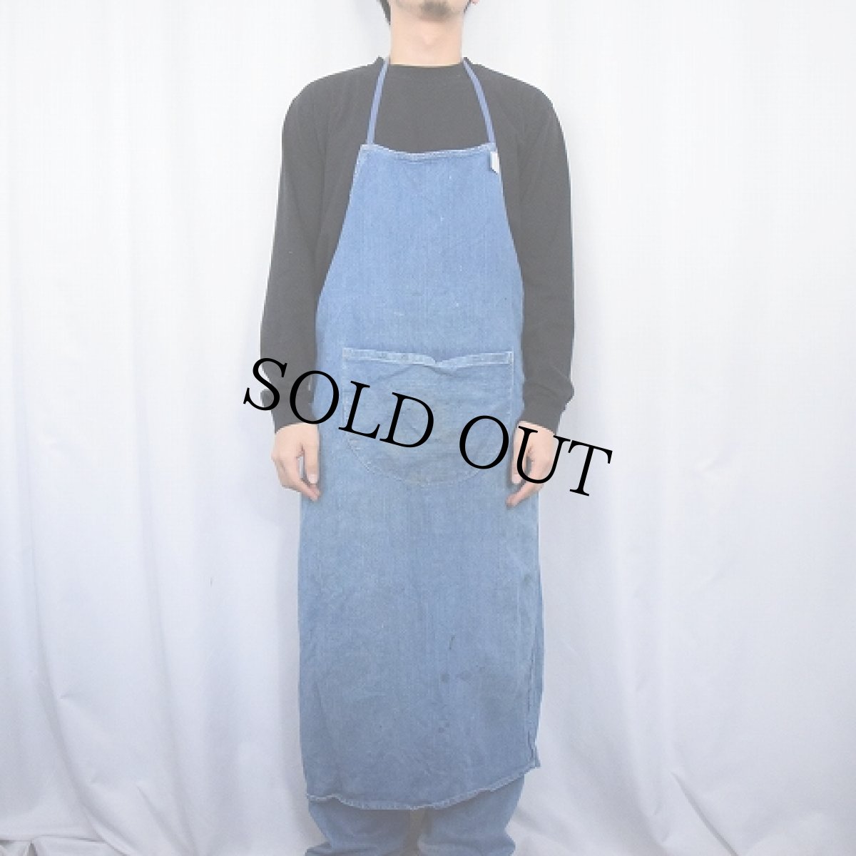 画像2: VINATGE HBT インディゴリネン エプロン (2)