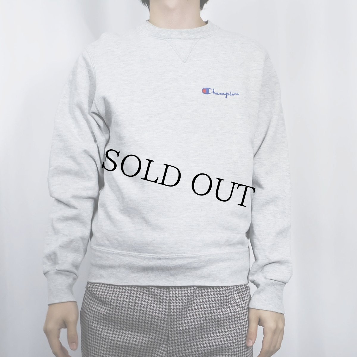 画像2: 80〜90's Champion USA製 青刺繍タグ 後期 ロゴ刺繍 前Vスウェット S (2)