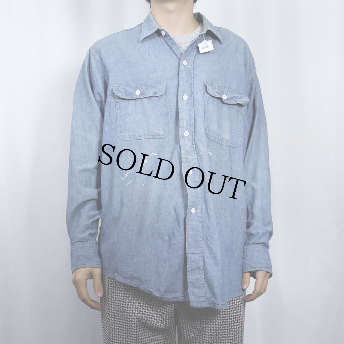 画像2: 70's USA製 シャンブレーワークシャツ (2)