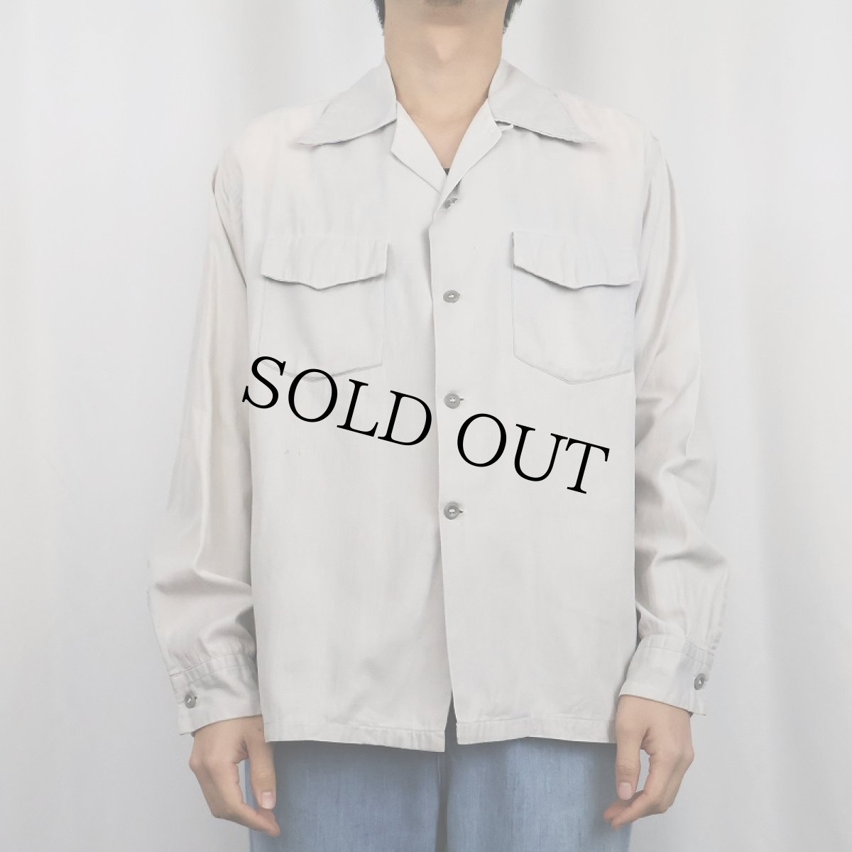 画像2: 40〜50's TERRACE CLUB オープンカラーシャツ ML 16-16 1/2 (2)