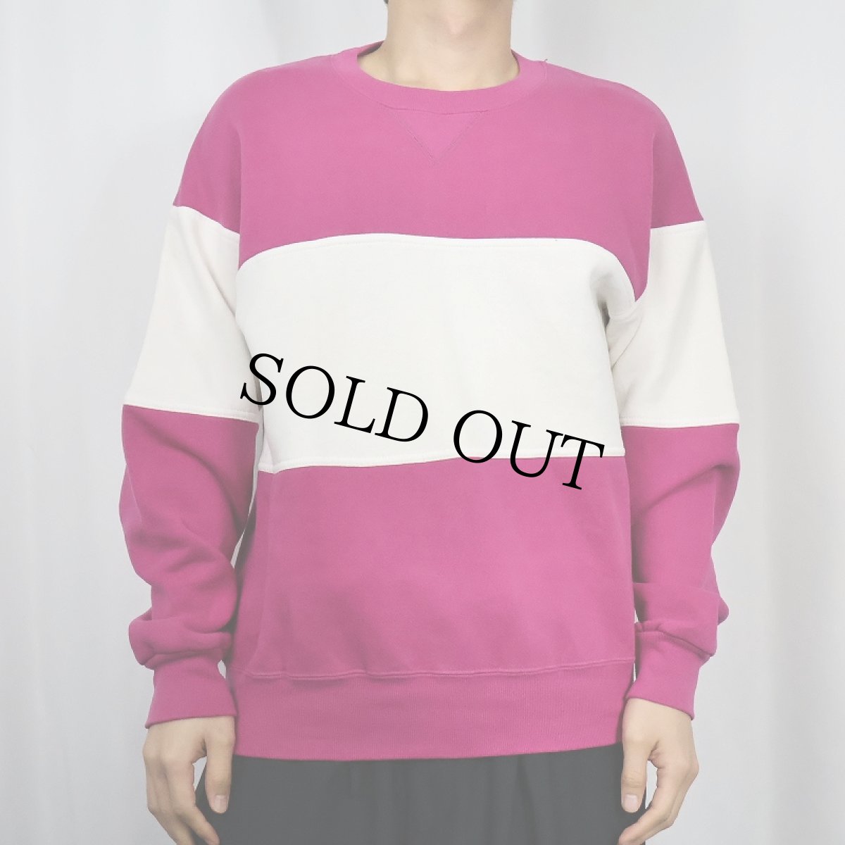 画像2: 90's RUSSELL ATHLETIC USA製 前V 2トーンスウェット L (2)