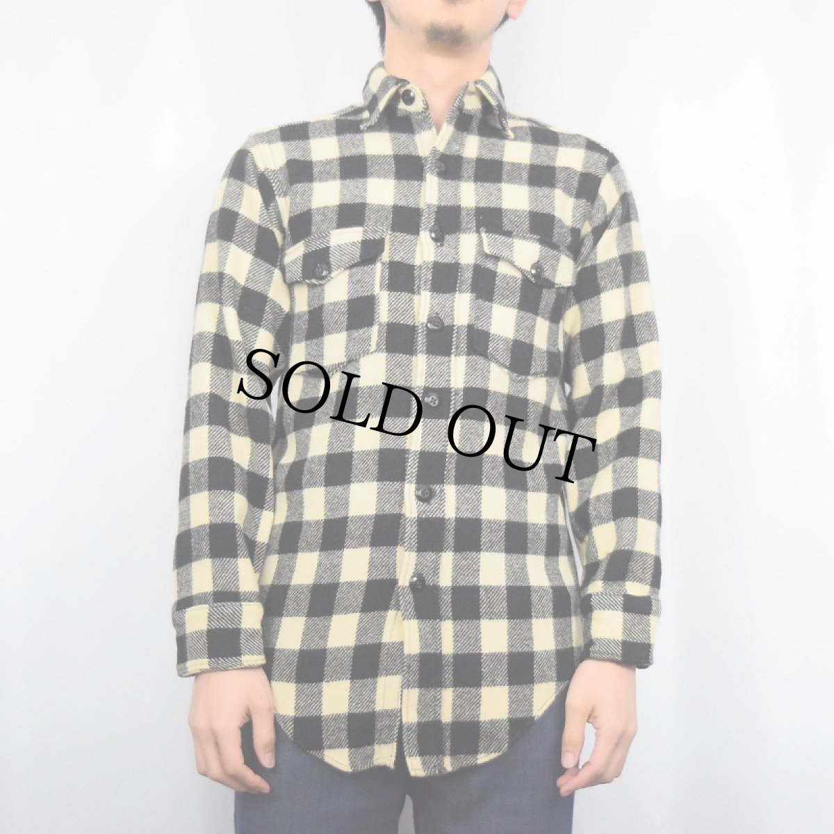画像2: 60's Woolrich ブロックチェック柄 ウールシャツ SIZE14 (2)