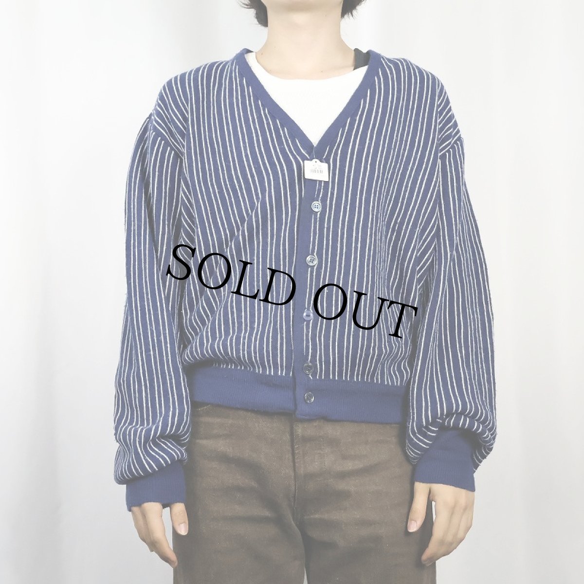 画像2: ストライプ柄 ニットカーディガン (2)