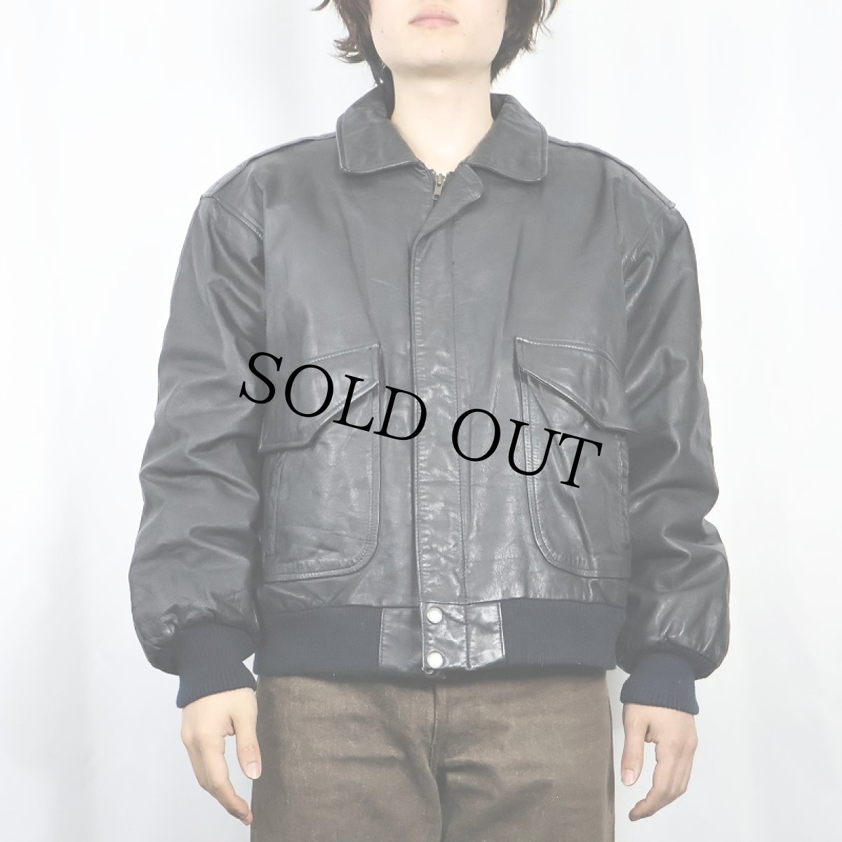 画像2: 80's〜 "A-2 TYPE" レザーフライトジャケット BLACK L (2)