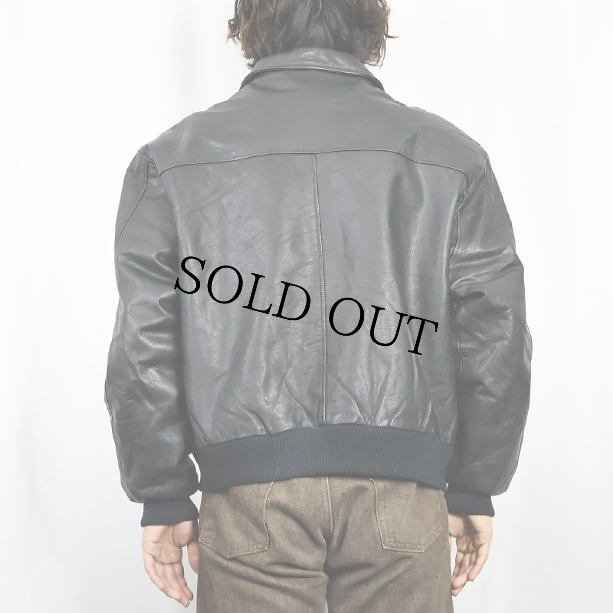 画像3: 80's〜 "A-2 TYPE" レザーフライトジャケット BLACK L (3)