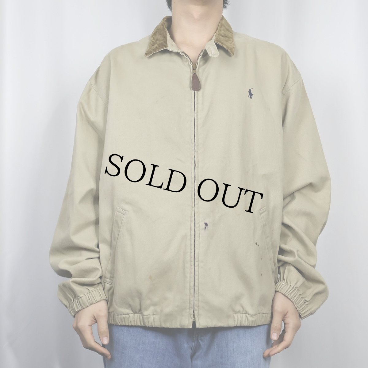 画像2: 90's POLO Ralph Lauren ロゴ刺繍 コーデュロイ切り替え コットンスイングトップ L (2)