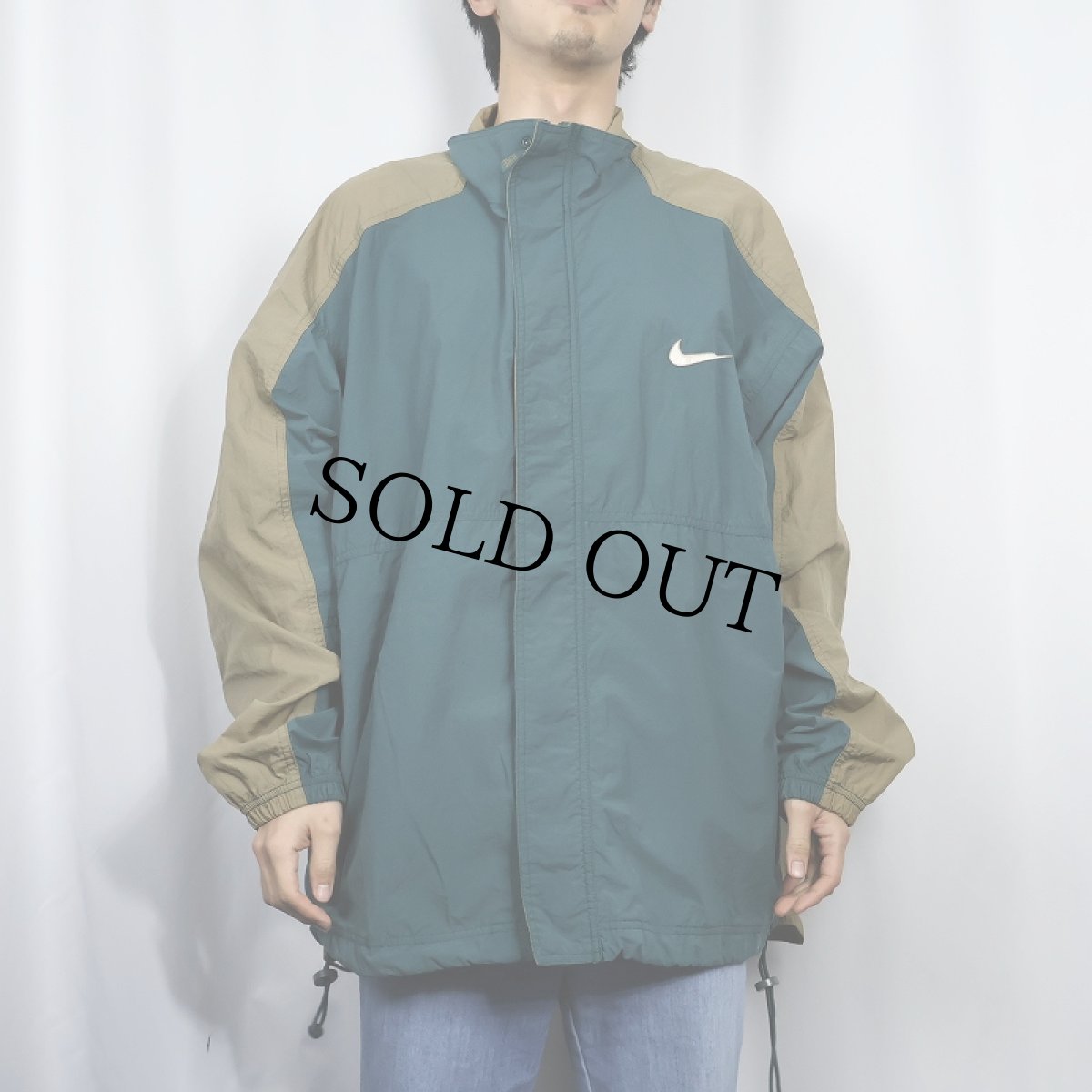 画像3: NIKE AIR ロゴ刺繍 切り替えデザイン ナイロンジャケット XL (3)