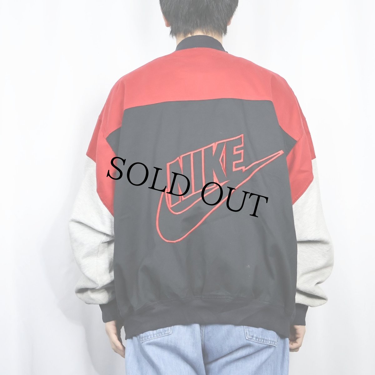 画像4: 90's NIKE 銀タグ "NIKETOWN CHICAGO" ロゴ刺繍 切り替えデザイン コットンジャケット XL (4)