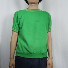 画像2: 70's TOWNCRAFT Penneys CRESLAN ACRYLIC リブボーダー 半袖スウェット MEDIUM (2)