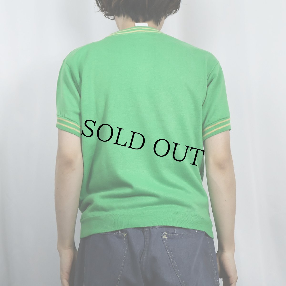 画像3: 70's TOWNCRAFT Penneys CRESLAN ACRYLIC リブボーダー 半袖スウェット MEDIUM (3)