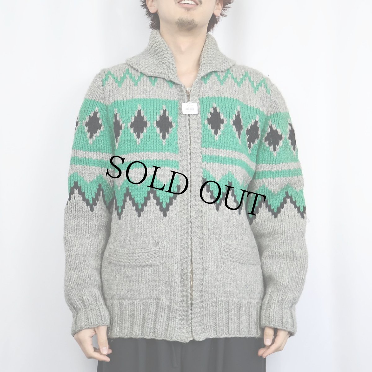 画像4: 50's ノルディック柄 カウチンニットジャケット (4)