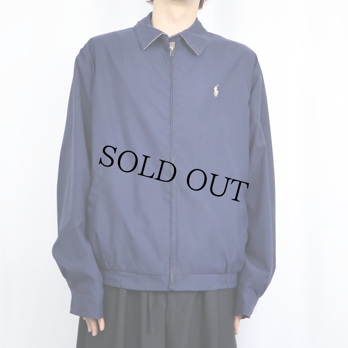 画像2: POLO Ralph Lauren ロゴ刺繍 スイングトップ NAVY L (2)