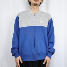 画像2: 90's NIKE 銀タグ USA製 ロゴ刺繍 スウェットジップジャケット L (2)