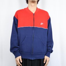 画像2: 90's NIKE 銀タグ USA製 ロゴ刺繍 スウェットジップジャケット XL (2)