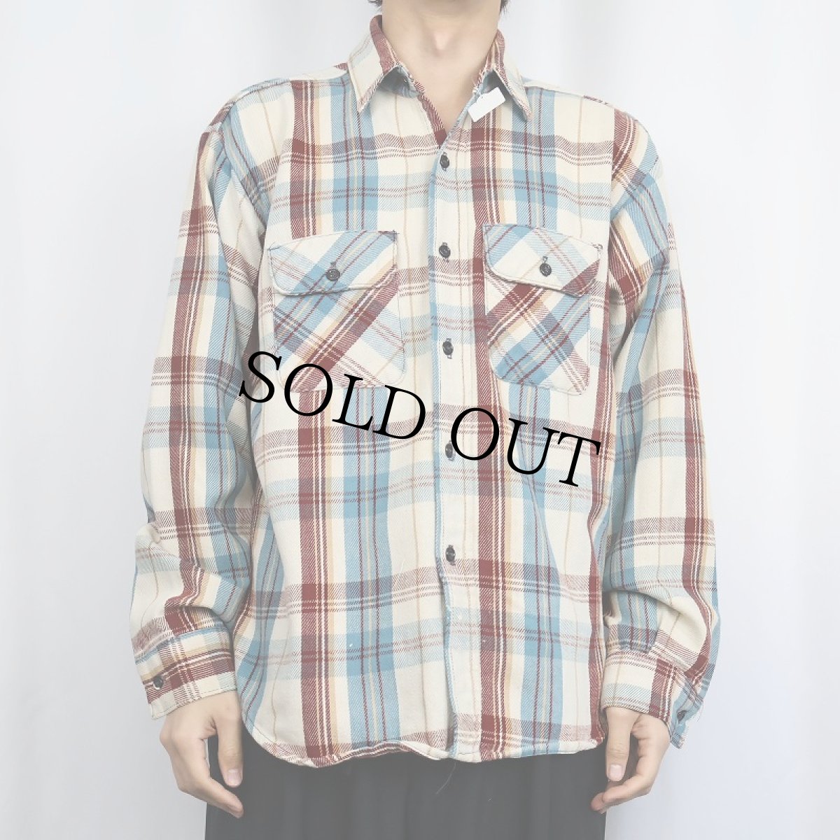 画像2: 70's FIVE BROTHERS USA製 チェック柄 ヘビーネルシャツ L (2)