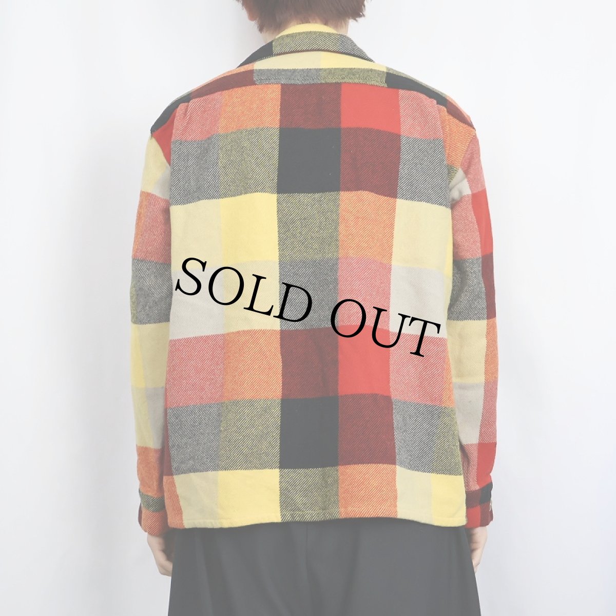 画像3: 60's Drayton ブロックチェック柄 オープンカラーウールシャツ L (3)