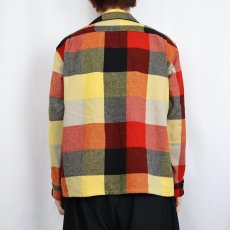 画像3: 60's Drayton ブロックチェック柄 オープンカラーウールシャツ L (3)