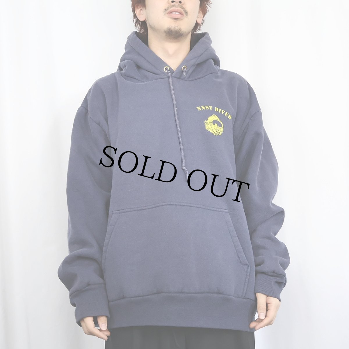 画像3: 90's CAMBER USA製 "NNSY DIVER" 裏サーマル ヘビーウェイトスウェットフーディー NAVY (3)