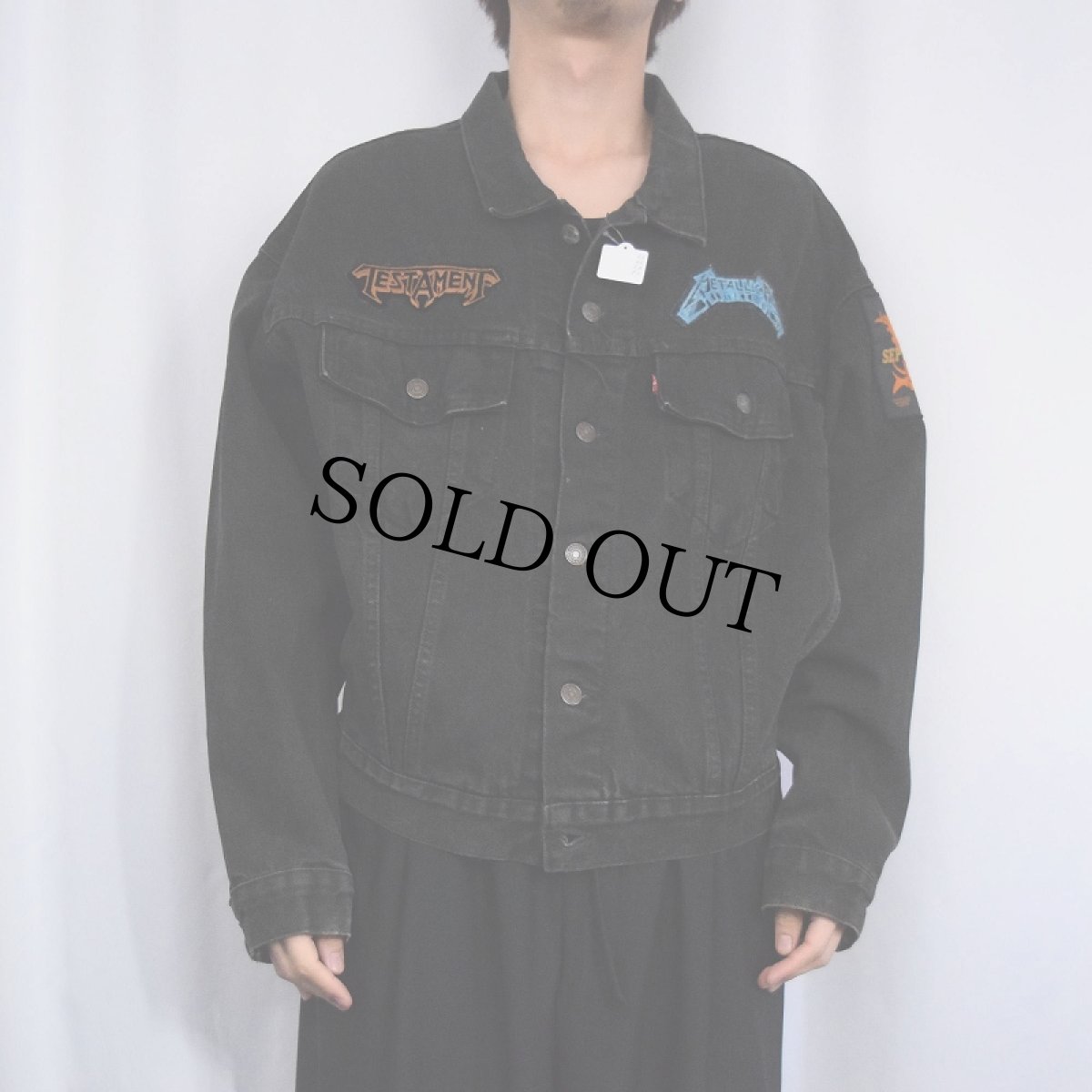 画像3: 90's〜 Levi's 70598 ロックバンドワッペンカスタム ブラックデニムジャケット (3)