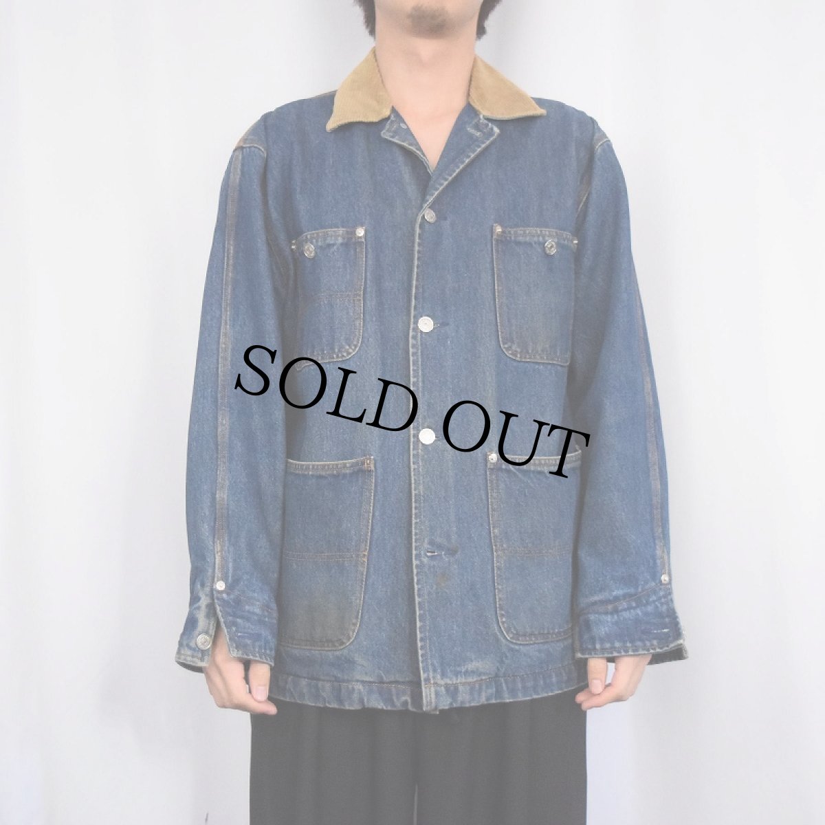 画像3: 90's Ralph Lauren ネルライナー デニムカバーオール M (3)