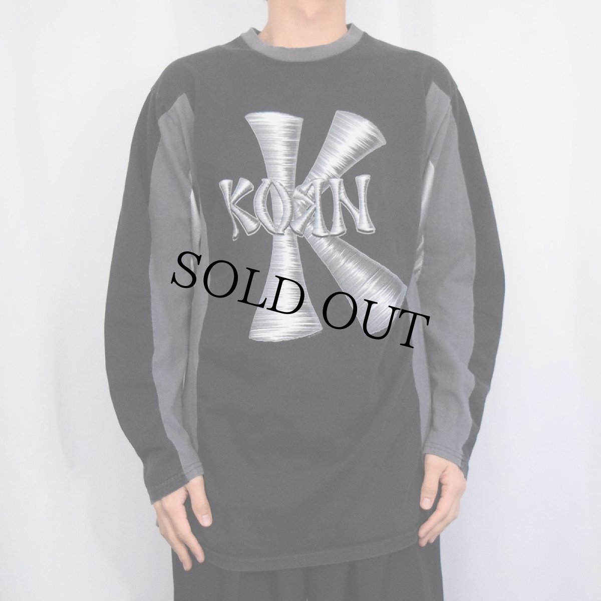 画像2: 90's Korn USA製 メッシュ切り替え メタルバンドプリントロンT XL (2)